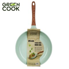 Chảo đúc đáy từ Green Cook GCP06-26IH xanh ngọc 26cm