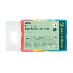 Lô 4 cuộn túi rác màu tiện dụng Inochi Mori-Soji size L 50 lít