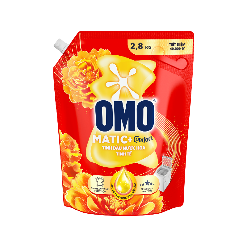 Nước giặt OMO Matic cửa trên tinh dầu nước hoa túi 2.8Kg