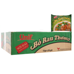 Thùng 30 gói mì Unif bò rau thơm 72g