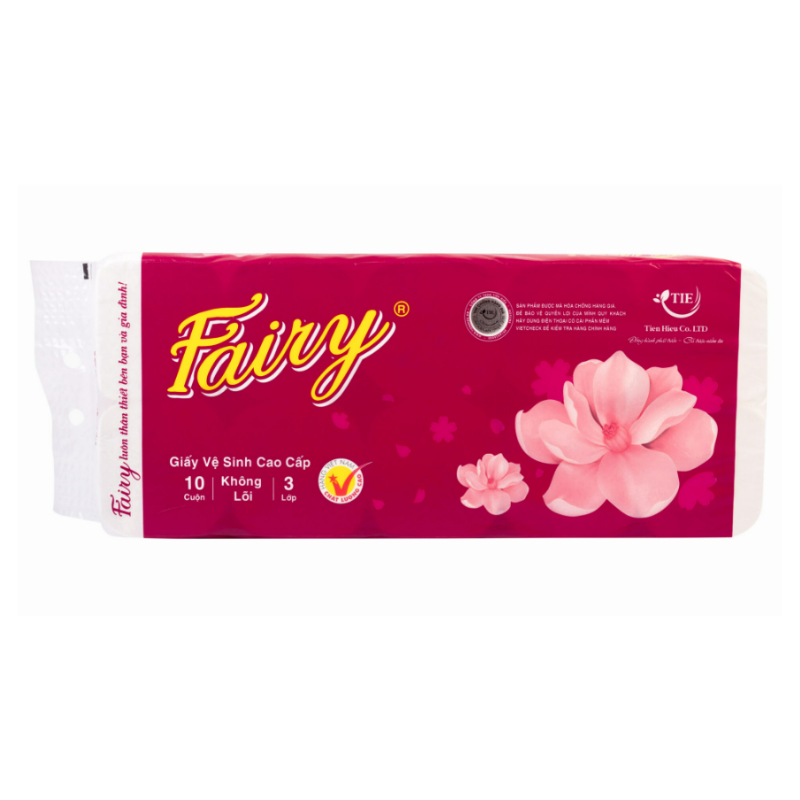 Giấy vệ sinh Fairy anh đào 3 lớp 10 cuộn + Hàng tặng