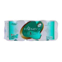 Giấy vệ sinh Hà Nội 3 lớp 10 cuộn xanh