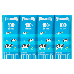 Lốc 4 Sữa Vinamilk 100% ít béo không đường 180ml