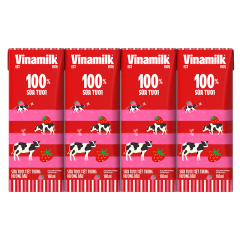 Lốc 4 sữa Vinamilk 100% hương dâu 180ml