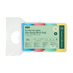 Lô 4 cuộn túi rác màu tiện dụng Inochi Mori-Soji size M 25 lít