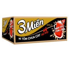 Thùng 30 mì 3 Miền Gold tôm chua cay đặc biệt gói 75g