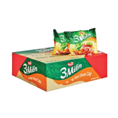 Thùng 30 mì tôm chua cay 3 Miền Reeva 65g