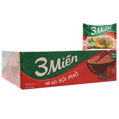 Thùng 30 mì bò sợi phở 3 Miền Reeva 65g