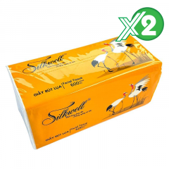Lô 2 khăn giấy rút Silkwell 3 lớp 200 tờ