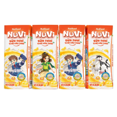 Lốc 4 sữa tươi trái cây Nuvi hương cam hộp 180ml