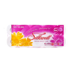 Lô 10 cuộn giấy vệ sinh cao cấp Silkwell 3 lớp tím